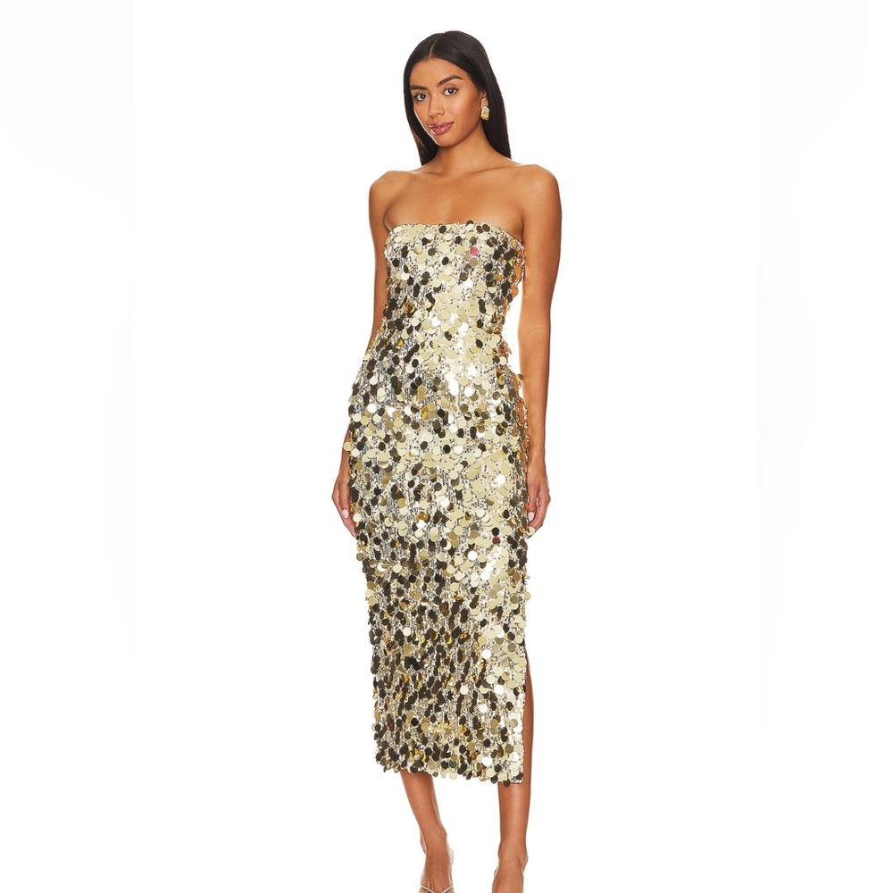 Runaway the Label Gabourne Gold sequin dress from revolve NWT